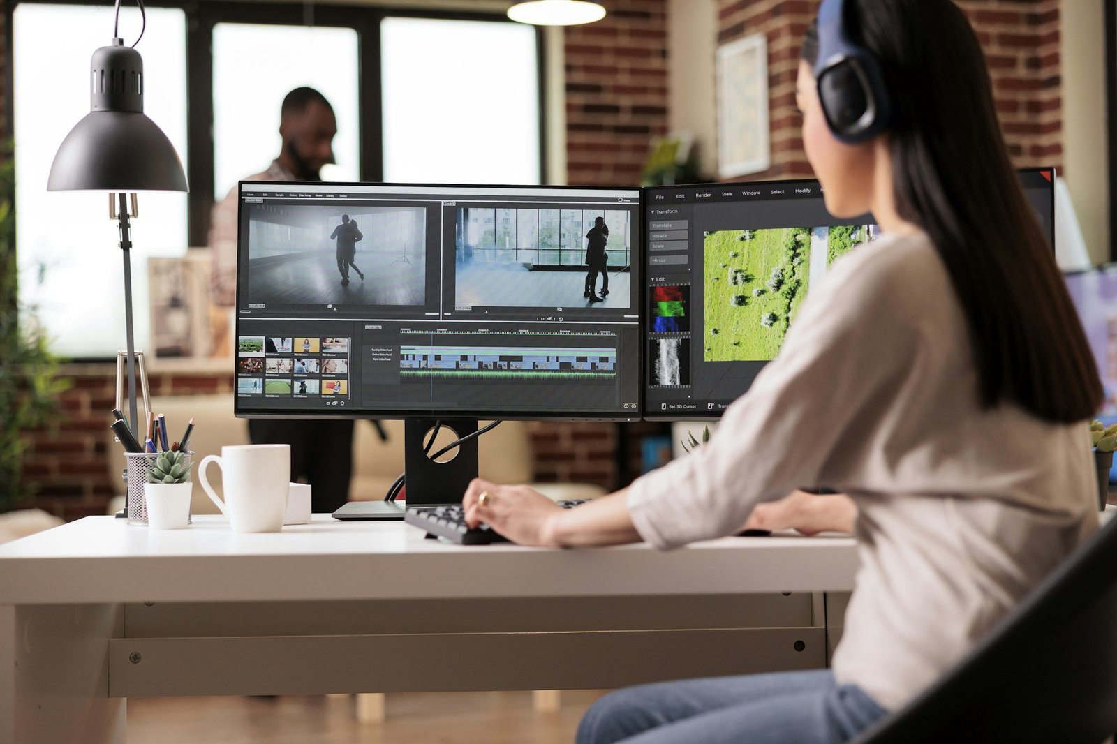 creative digital editor editing movie footage
